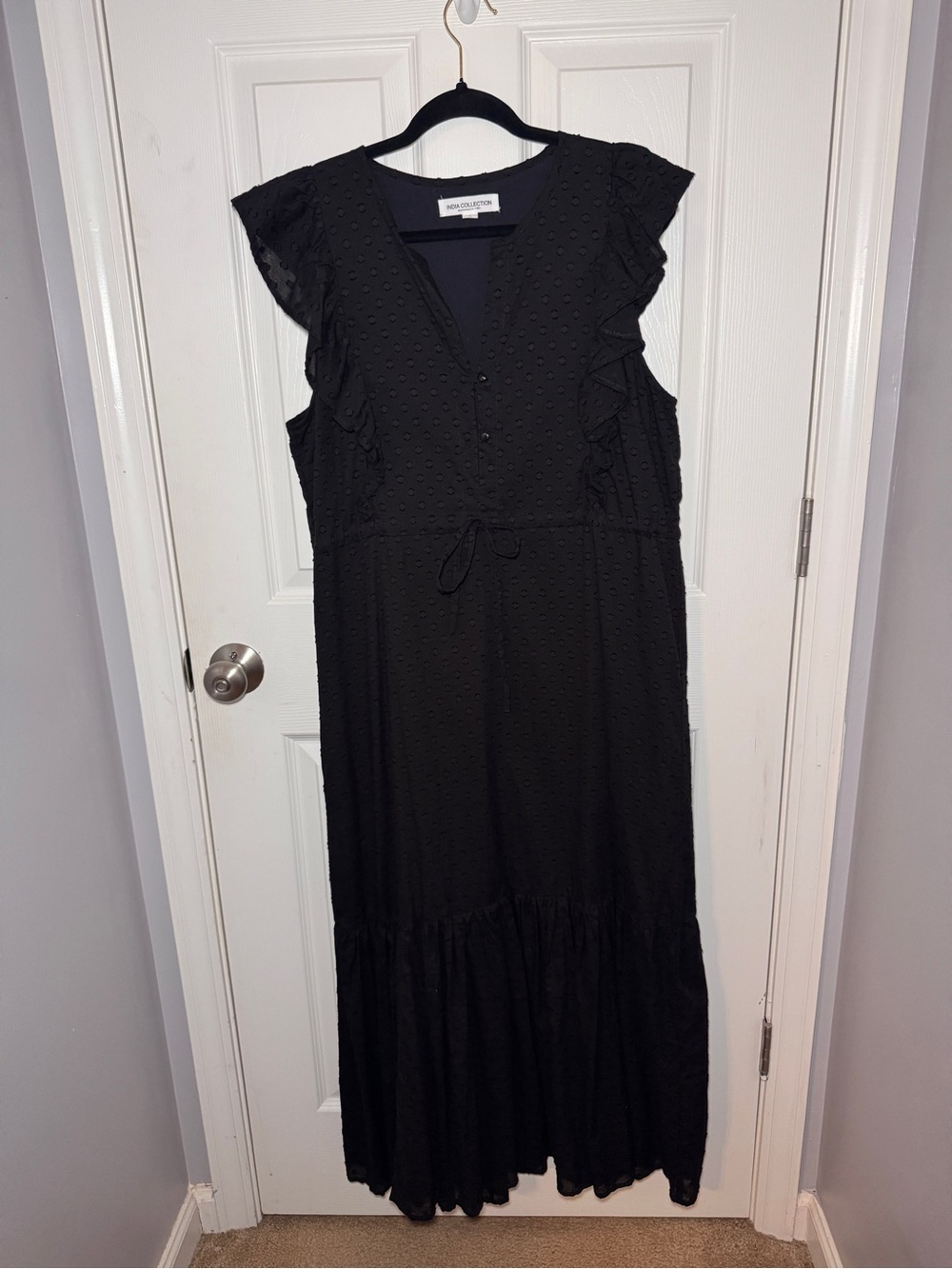 India Collection by Emerson Fry Surya - Black Swiss Dot Dress - Picture 7 of 16